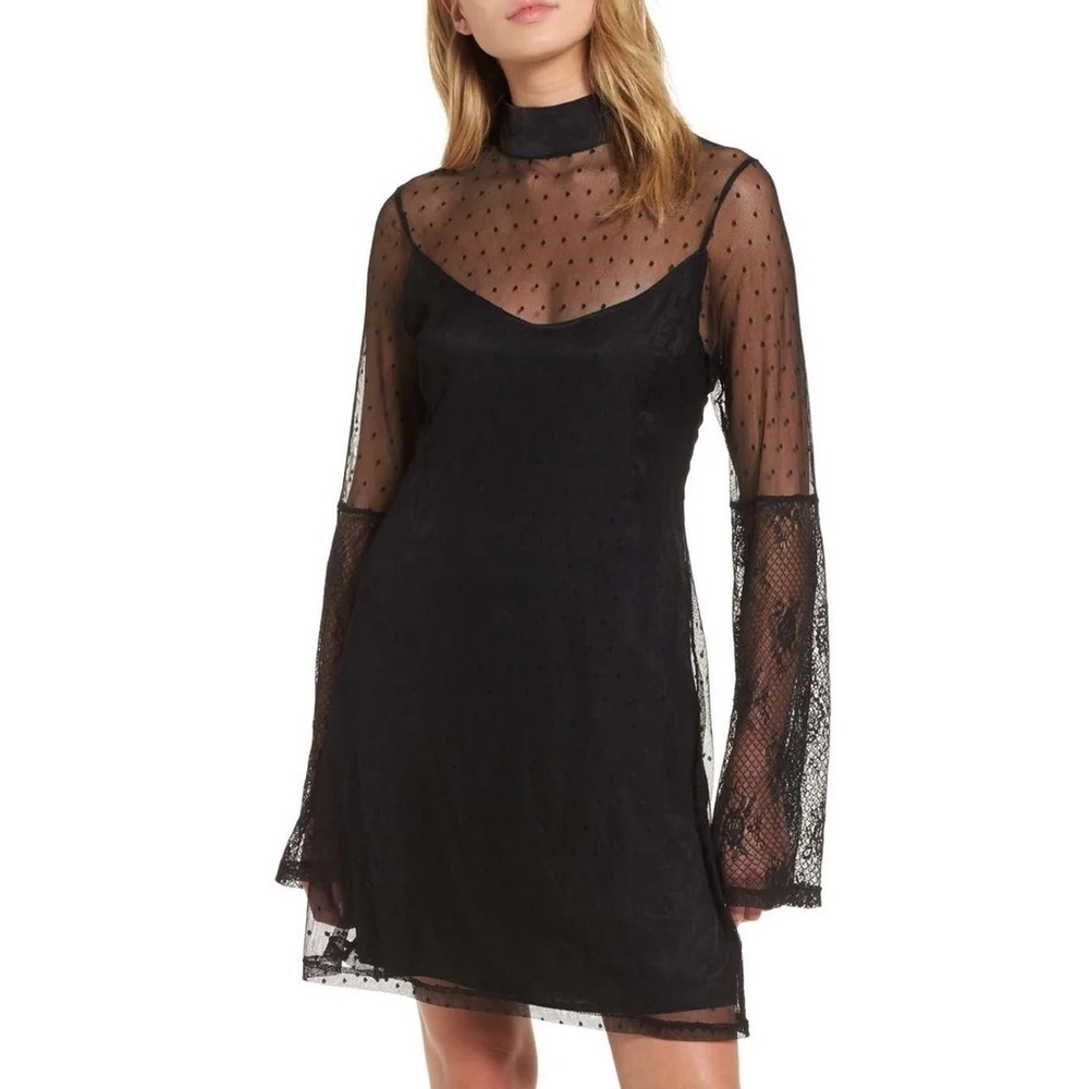 Somedays Lovin Starry Eyed Mesh Polka Dot Mini Dress